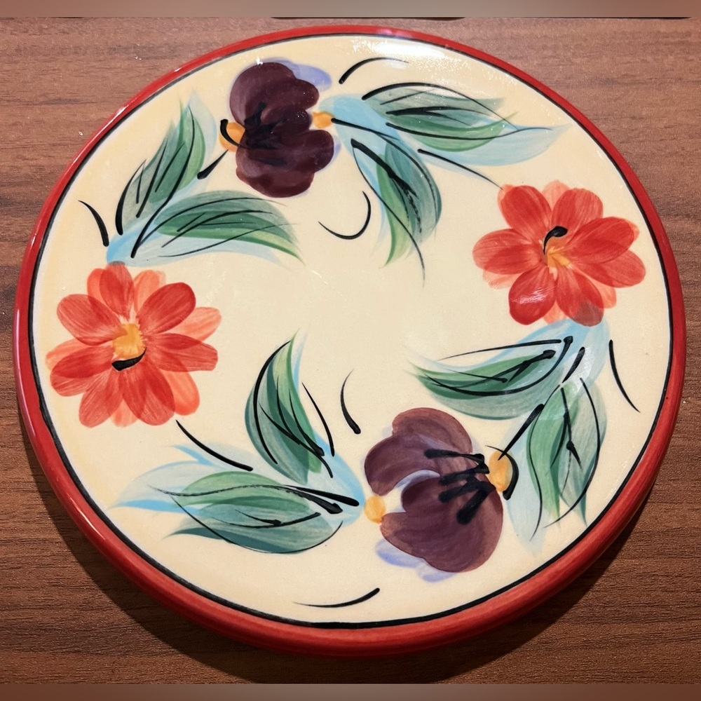 VTG Gail Pittman for Beau Rivage Trivet Plate hand painted Made in USA Floral
